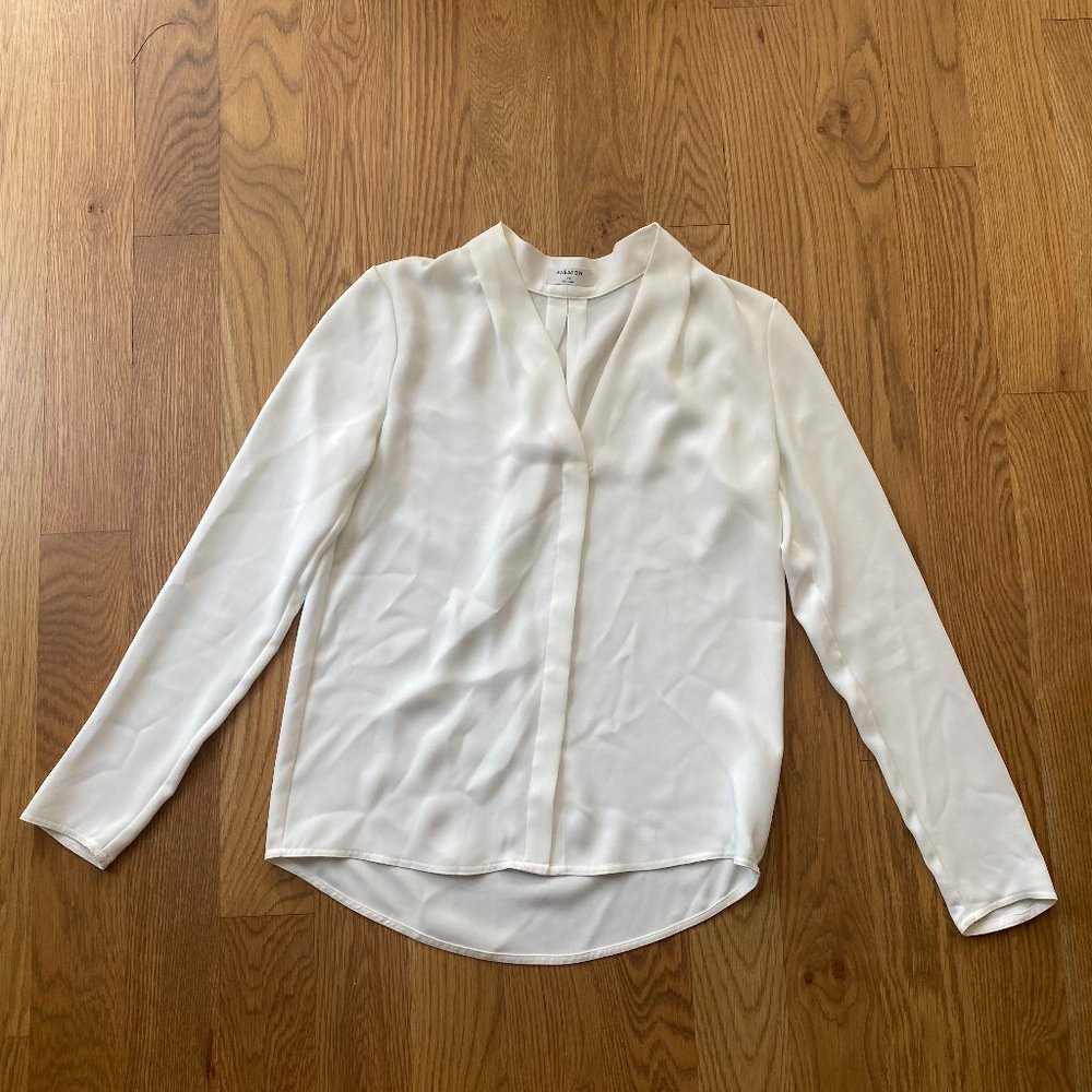 White Long-sleeve Babaton Blouse (XS)